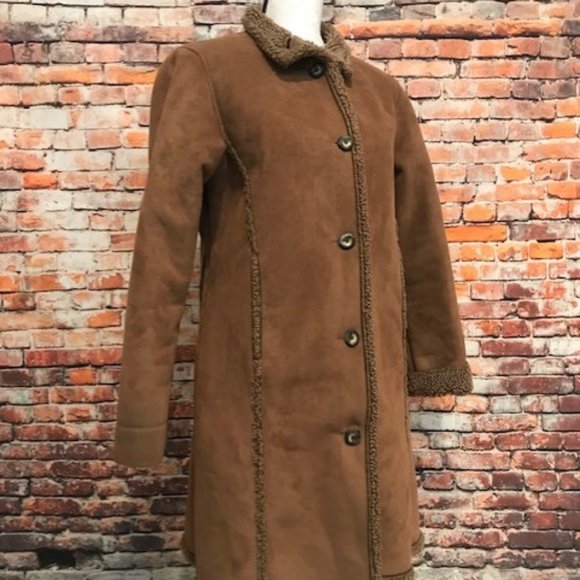 Ll Bean Faux Suede Sherpa Trench Coat 